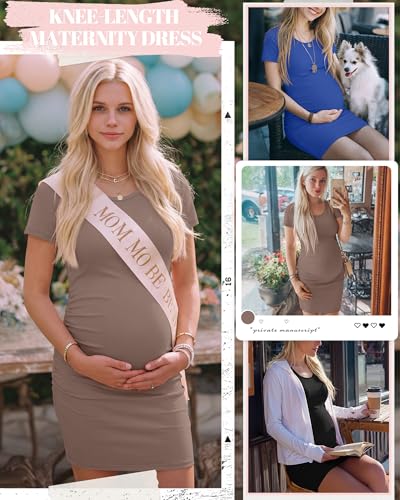 Riyiper 3 Pack Womens Maternity Short Sleeve Dresses - color: Black, Blue, Light Brown, size: Small