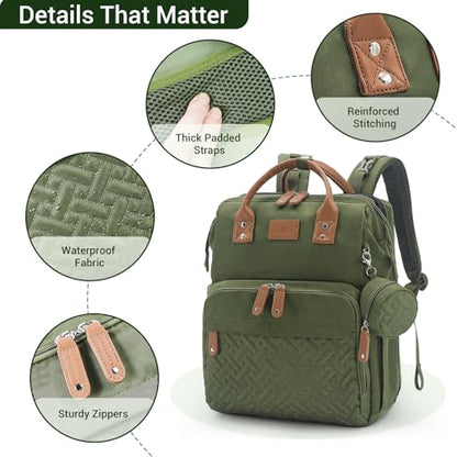 JOLLITO Diaper Bag Backpack with Changing Station,Baby Registry Search - color: Green