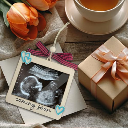 Ultrasound Photo Frame Ornament, Baby Announcement Keepsake - color: Blue Coming Soon Premium