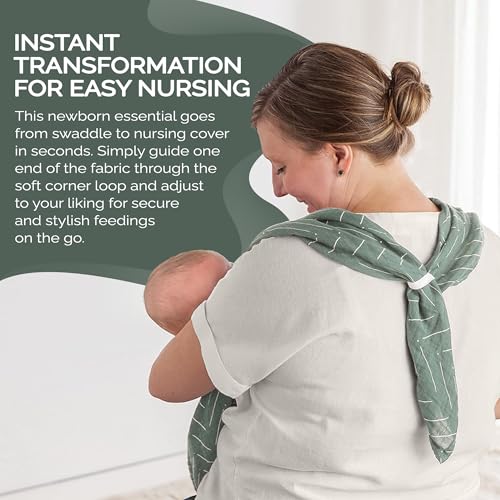 Itzy Ritzy Breastfeeding Boss Multi-Use Baby Wrap & Cover (Sage Mudcloth) - color: Sage Mudcloth, size: 47" x 47"