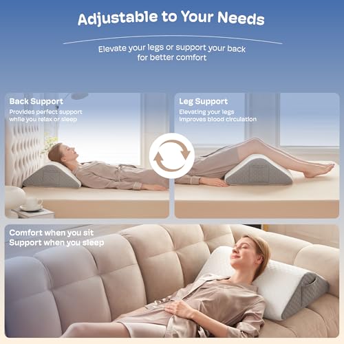 Simpledad Wedge Pillow for Sleeping Leg Pillows After Surgery Pain Relief - color: White 1pcs 8"h