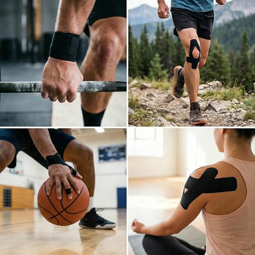 Magnesium & Menthol Kinesiology Tape – 2 Rolls Precut with Dispenser – Black