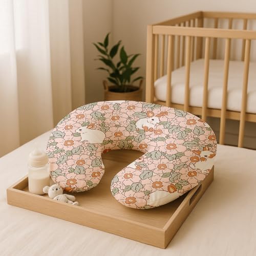 Nursing Pillow Covers 2 Pack, Stretchy Breastfeeding Pillow Covers for Baby - color: Bunny Garden