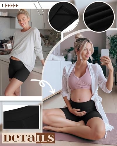 4 Pack Maternity Shorts - color: Black, Black, Black, Black, size: Medium