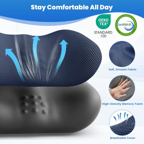 Lumbar Support Pillow, Memory Foam Back Cushion for Office Chair Car, Blue - color: Navy Blue