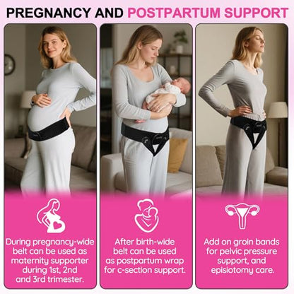 V3 Smart Maternity Belt 4 in 1 - Adjustable Pregnancy, Pelvic Support Belt, Hip & Vulva Support Belt, Comfortable Belly Band for Prenatal & Postpartum Relief, Soft & Breathable Fabric - size: Small/Medium