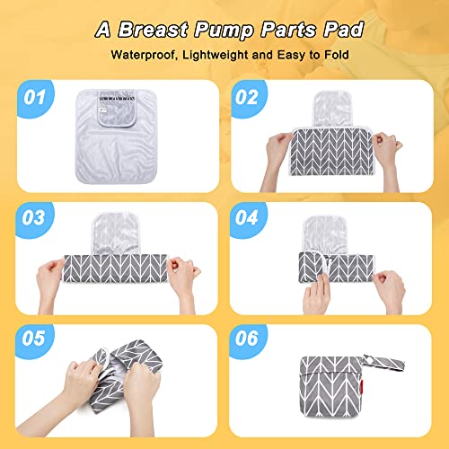 Damero Breast Pump Parts Bag, Pumping Bag with Waterproof Mat and Mesh Bag - color: Gray Arrow
