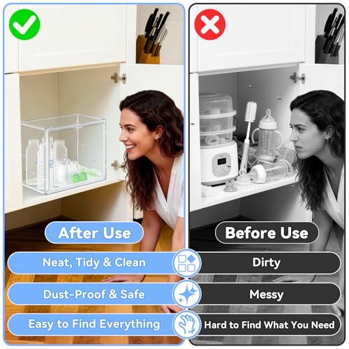 Baby Bottle Storage Organizer for Countertop Cabinet - size: Small: 11.81" x 7.1" x 9.8"