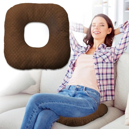 Donut Pillow for Tailbone Pain, Hemorrhoid Pillow (Brown) - color: Brown