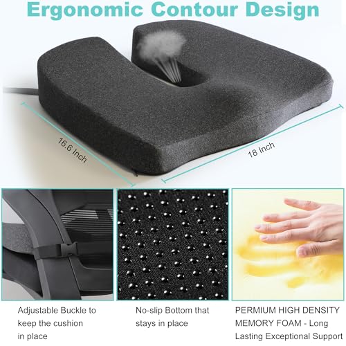 Larger Seat Cushion for Office Chair,10-Inch Extended U-Cutout