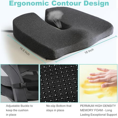 Larger Seat Cushion for Office Chair,10-Inch Extended U-Cutout