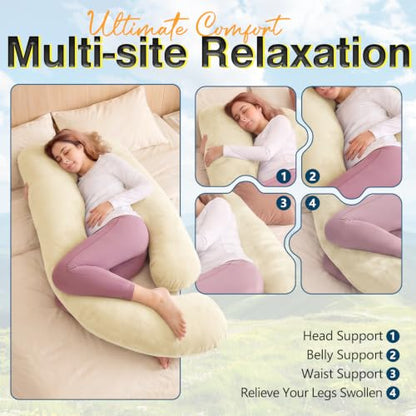 60 Inch Pregnancy Pillow for Sleeping (Off White) - color: Off White