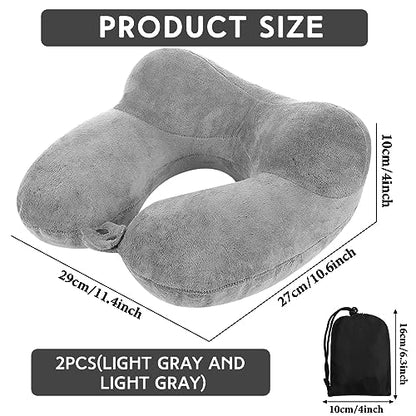 Sintuff 2 Inflatable Neck Pillow Airplane Travel,Gray - color: Gray