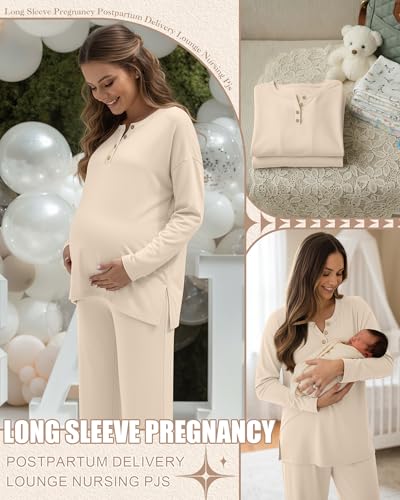 Women's Maternity Pajamas Sets - color: Apricot, size: XX-Large