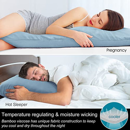 BEDELITE Body Pillow Pillowcase, Rayon from Bamboo, Blue, 20"x54" - color: Blue, size: Body（20"X 54"）