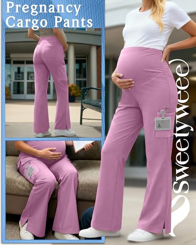 Women's Maternity Scrub Pants - color: Light Pink, size: X-Large