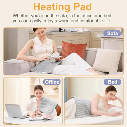 Heating Pad,Electric Heating Pads,Heating Pad for Back,Silvergray,24x12In - color: Silvergray, size: 24x12 Inch