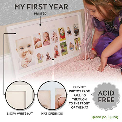 Green Pollywog Baby's First Year Collage Picture Frame, White - color: Baby First Year
