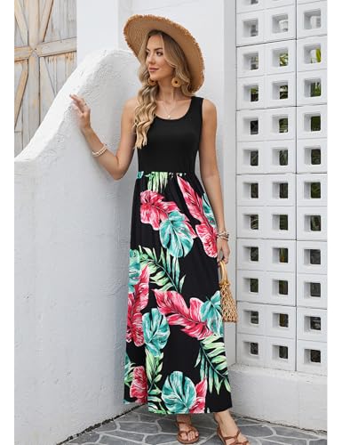 Bluetime Women's Summer Boho Sleeveless Floral Print Tank Long Maxi Dress - color: Pattern 10, size: Medium