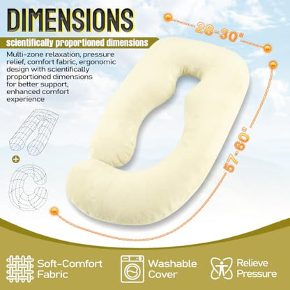 60 Inch Pregnancy Pillow for Sleeping (Off White) - color: Off White