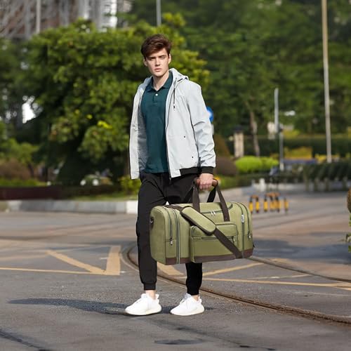 50L Expandable Canvas Duffle Bag Weekender Travel Carry On Gym - color: Green