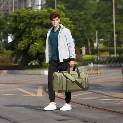 50L Expandable Canvas Duffle Bag Weekender Travel Carry On Gym - color: Green