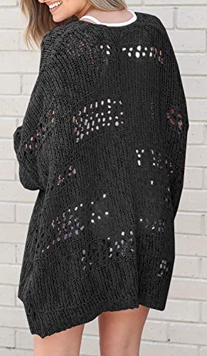 Mafulus Women's Crochet Cardigan Sweaters Lightweight Summer Kimono - color: Black, size: Large