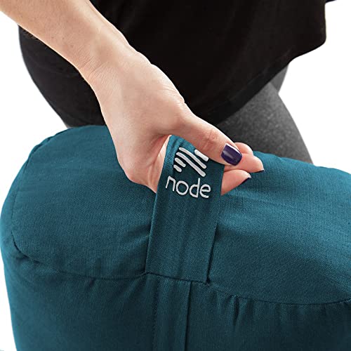 Yoga Meditation Cushion, 25" x 12" Rectangular Bolster with Organic Cotton Cover - color: Teal
