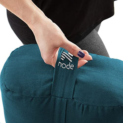 Yoga Meditation Cushion, 25" x 12" Rectangular Bolster with Organic Cotton Cover - color: Teal