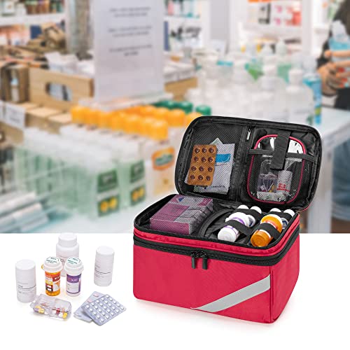 Trunab Medicine Storage and Organizer Bag Empty, Pill Bottle Organizer - color: Red