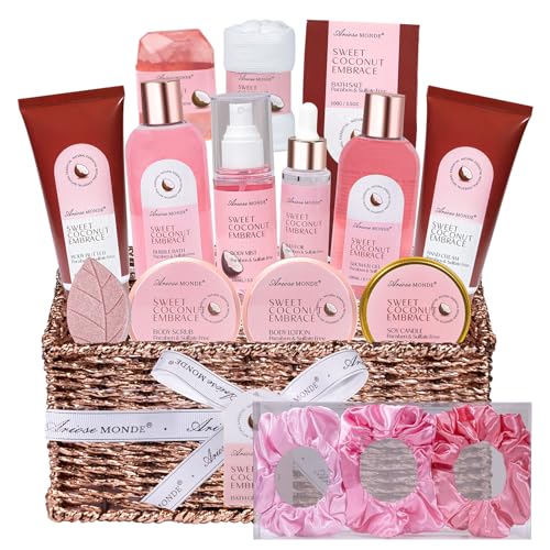 Gift Baskets for Women, Spa Gifts for Women, 17pcs Coconut Spa Gift Set