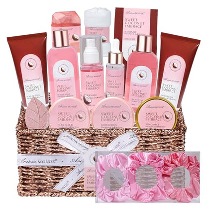 Gift Baskets for Women, Spa Gifts for Women, 17pcs Coconut Spa Gift Set