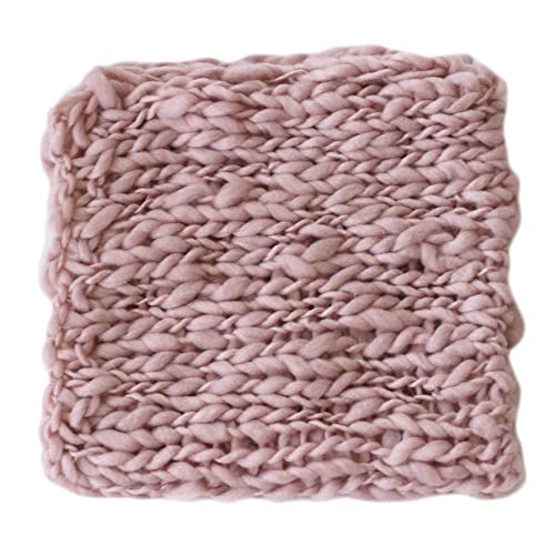Zeroest Baby Photography Props Basket Braid Wool Blanket - color: Light Pink