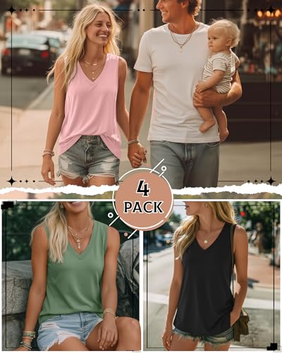 4 Pack Womens Nursing Tank Tops - color: Black, Apple Green, Baby Pink, Dusty Blue, size: Medium