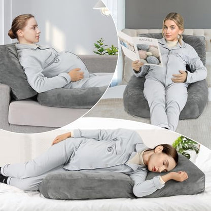 Pregnancy Belly Pillow for Sleeping, Full Body Pregnancy Massage Pillow - color: Grey