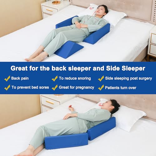 Fanwer Bed Wedges & Body Positioners (3 in 1) for Elderly,19.69",Blue - color: Blue