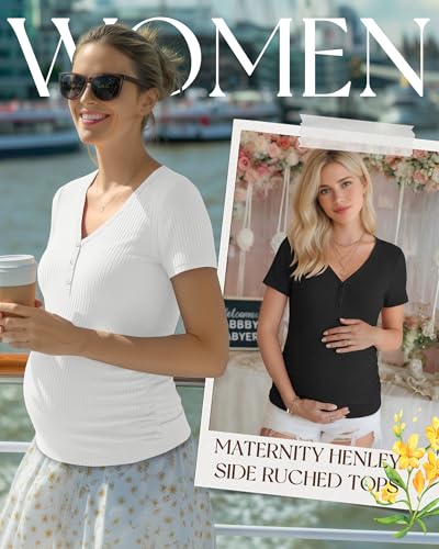 3 Pack Women's Maternity Shirts - color: Haze Blue, White, Black, size: XX-Large