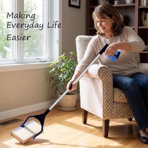 Grabber Reacher Pickup Tool – Foldable, Lightweight, Rotatable Clamp, Blue - color: Blue