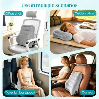 Portable Lumbar Pillow Inflatable Support Pillow - Inflatable Waist Cushion - color: Grey