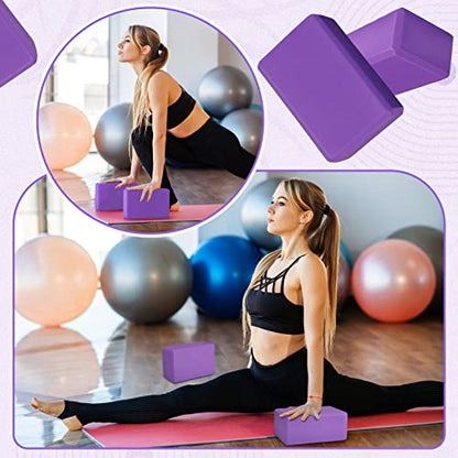 Wettarn 6 Pack EVA Yoga Blocks Bulk, Non Slip Pilates Brick - color: Purple