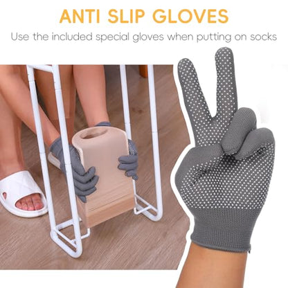Upgraded Extra-Large Compression Sock Aid Device - Sock Aids for Compression Stocking - Helper Device for Putting on Hosiery - 14 in or More