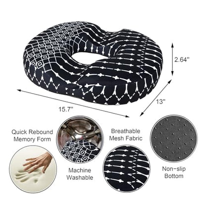 Donut Pillow for Hemorrhoids Seat Cushion for Tailbone Pain Relief - color: Black