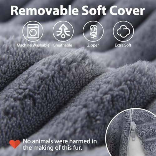 ENITYA 19" Large Back Pillow for Bed Sitting Up with Armrests & Big Pockets - color: Dark Grey, size: L(Under 5'3")