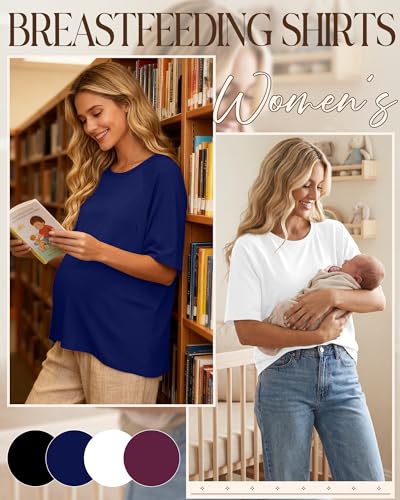 4 Pack Women's Nursing Shirts - color: Fuchsia, White, Navy Blue, Black, size: Large