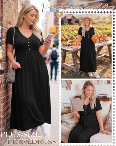 Plus Size Maxi Dress for Women - color: Black, size: 4X-Large
