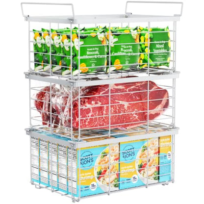 iSPECLE Deep Freezer Organizer Bins - For Most 10-20 cu. ft. Chest Freezer - style: Large-3 Pack White