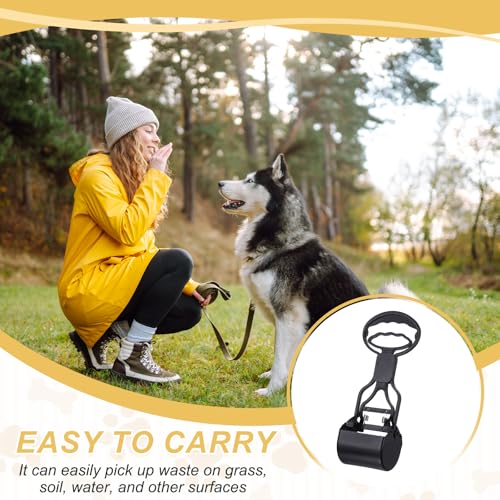Poop Scooper 11" Long Handle No Touch Dog Poop Scooper Grabber - color: Black