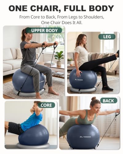 Trideer Exercise Ball Chair – Yoga Ball Chair for Office, Pregnancy & Home - color: Navy Blue, size: L(23-26inches/58-65cm)