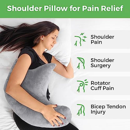 Rotator Cuff Pillow Side-Sleeper Shoulder Arm Support, Washable Cover, Gray - color: Gray