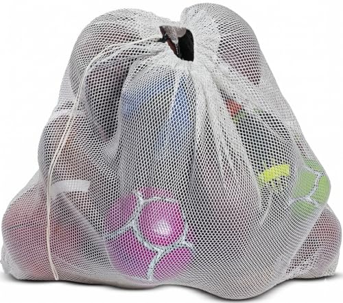 Mesh Equipment Bag, Adjustable, Cord Closure, 32"x36" and 24”x36” - color: White, size: 24" x 36"